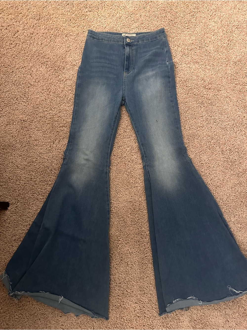 Free People Medium Blue High-Rise Flare Jeans
